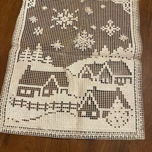 Cream Lace Snowy Village Wall hanging